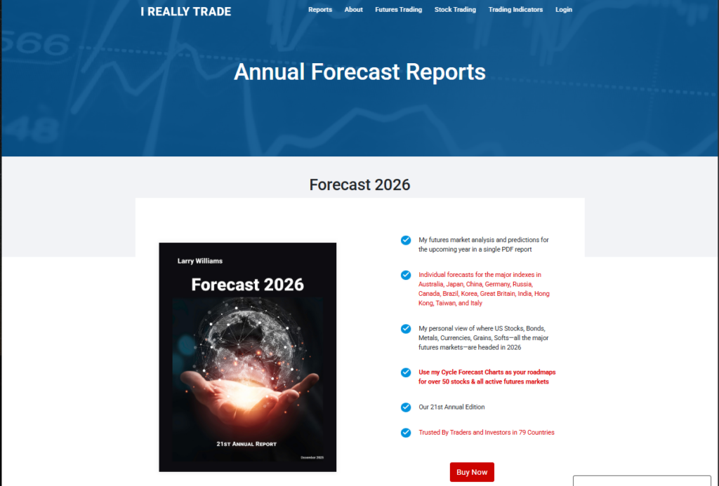 Larry Williams – iReallyTrade Annual Forecast 2026 Report